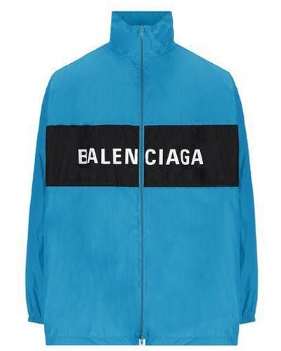 Balenciaga Logo Printed Cotton Jacket - Blue