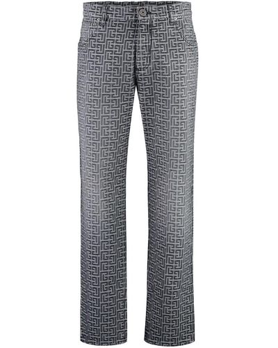 Balmain 5-pocket Straight-leg Jeans - Gray