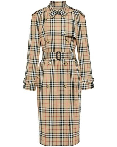 Burberry Check Trench Coat - Natural