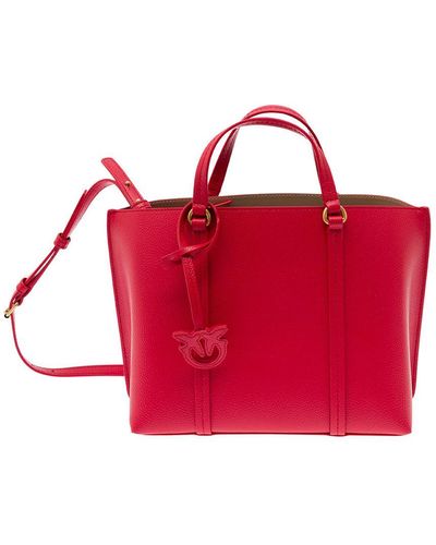 Pinko 'Classic' Tote Bag With Logo Charm - Red