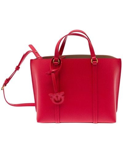 Pinko 'Classic' Tote Bag With Logo Charm - Red