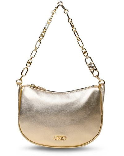 Michael Kors Pale Gold 'kendall' Leather Bag - White