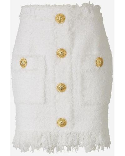 Balmain Textured Mini Skirt - White