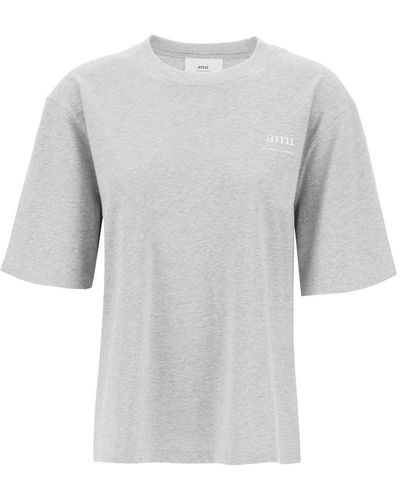 Ami Paris Organic Cotton T-Shirt - Gray