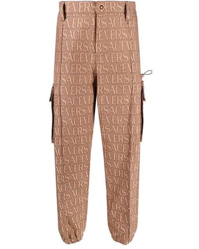 Versace Closure With Zip Trousers - Natural