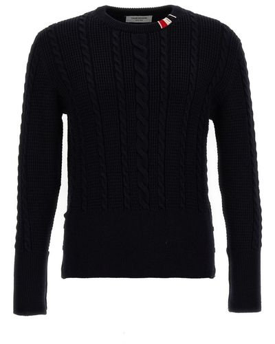 Thom Browne Cable Sweater, Cardigans - Black