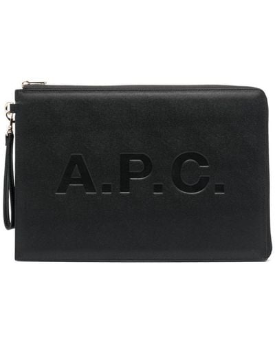 A.P.C. Logo-print Clutch Bag - Black