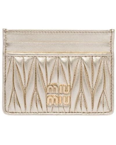 Miu Miu Matelassé Nappa Leather Card Holder - White