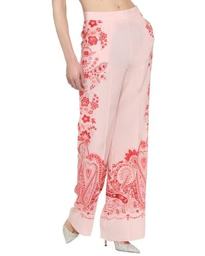 Etro Printed Silk Pants - Pink