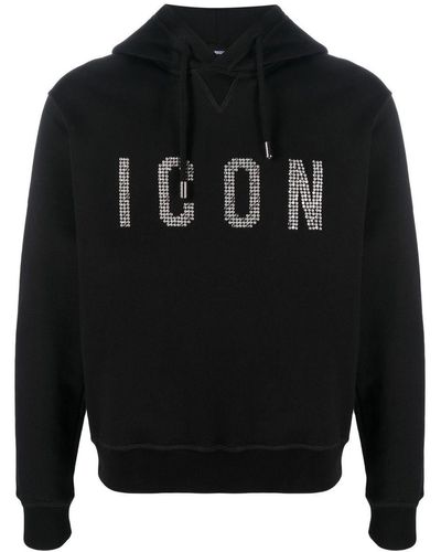 DSquared² Icon Studded Hoodie - Black