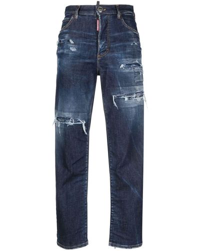 DSquared² Distressed-effect High-waisted Jeans - Blue