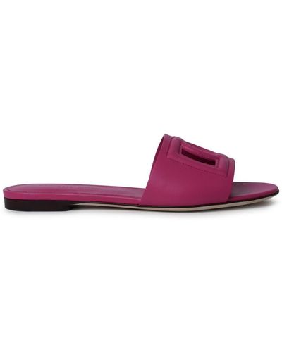 Dolce & Gabbana Leather Slipper - Purple