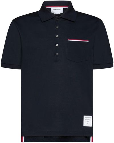 Thom Browne Rwb Cotton Polo Shirt - Blue