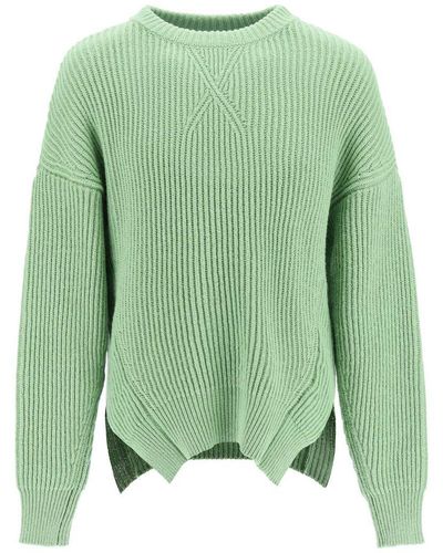 Jil Sander Ribbed Wool And Cotton Sweater - Green