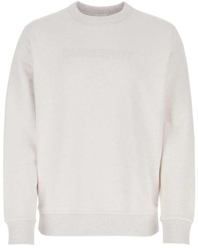 Burberry Melange Chalk Stretch Cotton Sweatshirt - White