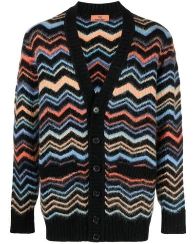 Missoni Zigzag-woven Ribbed Cardigan - Blue