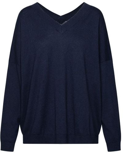 Crush Sweater In Navy Cashmere Blend - Blue