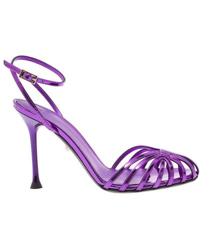 ALEVI 'ally' Purple Sandals With Stiletto Heel In Metallic Leather Woman