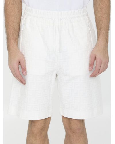 Fendi Ff Cotton Bermuda Shorts - White
