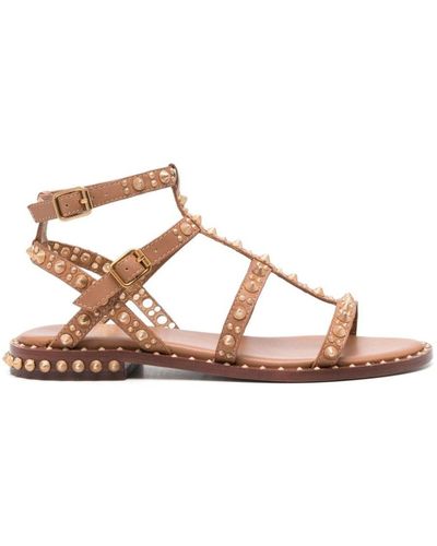 Ash Pepsy Studded Leather Sandals - Brown