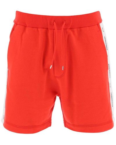 DSquared² Burbs Sweatshorts With Logo Bands - Red