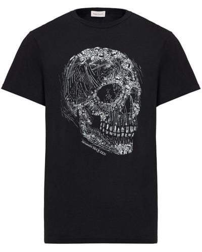 Alexander McQueen Crystal Skull Print T-Shirt - Black