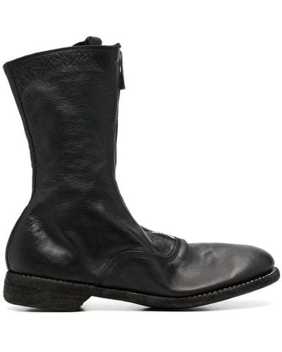 Guidi Front Zip Boot Shoes - Black