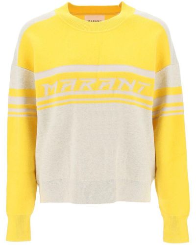 Isabel Marant Isabel Marant Etoile 'callie' Jacquard Logo Sweater - Yellow