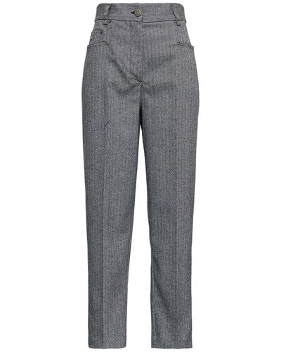 Twin Set Gray Pants In Wool Blend