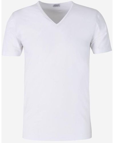 Zimmerli of Switzerland V Neck T-Shirt - White