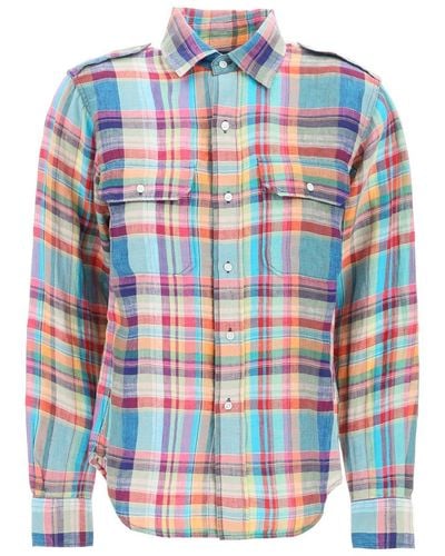 Polo Ralph Lauren Madras Patterned Shirt With - Blue
