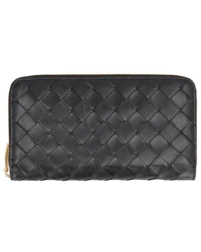 Bottega Veneta Leather Zip-around Wallet - Gray