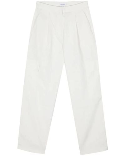 Calvin Klein Lw Bark Textured Cargo Pant - White