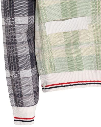 Thom Browne Multicolor Check Cotton Pastel Cardigan - Green