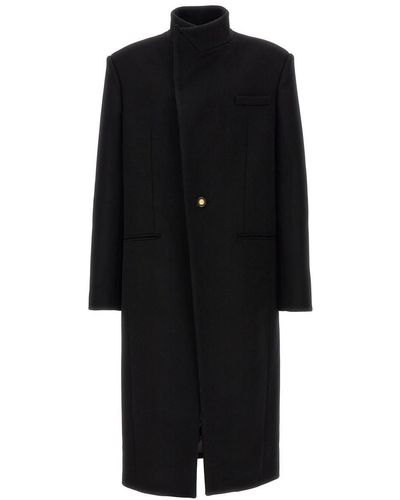 Balmain Single-breasted Long Coat Coats, Trench Coats - Black