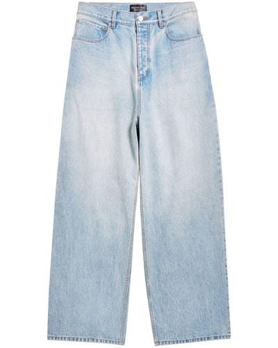 Balenciaga Logo-patch Loose-fit Jeans - Blue