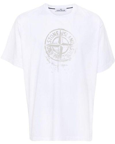 Stone Island Compass-print Cotton T-shirt - White