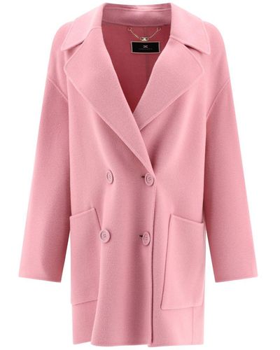 Elisabetta Franchi Refeer Jacket-Cut Short Wool Coat - Pink