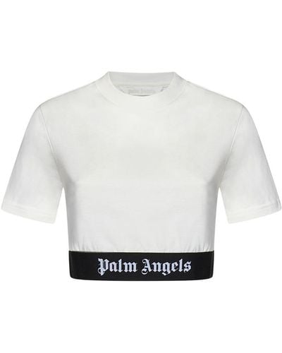 Palm Angels Logo-print Cropped T-shirt - White
