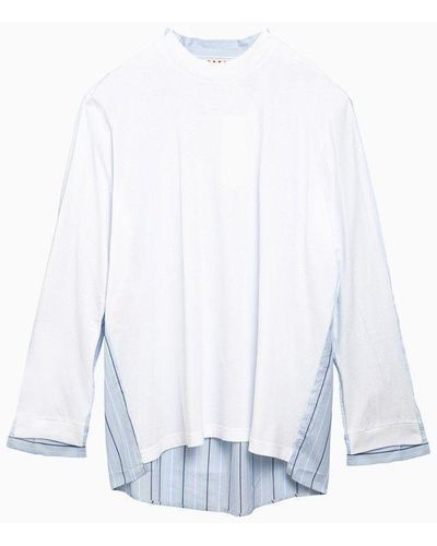 Marni T Shirt With Cotton Shirt Insert - White