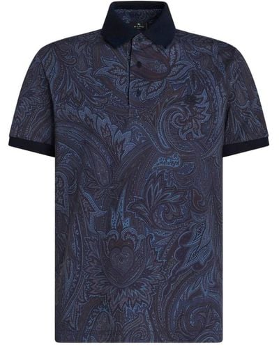 Etro Polo Shirt Paisley Print - Blue