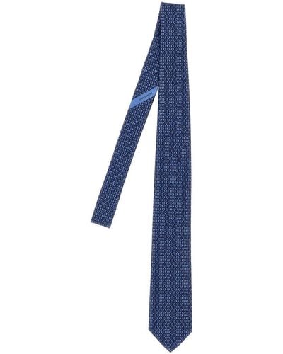 Ferragamo Printed Tie Ties, Papillon - Blue