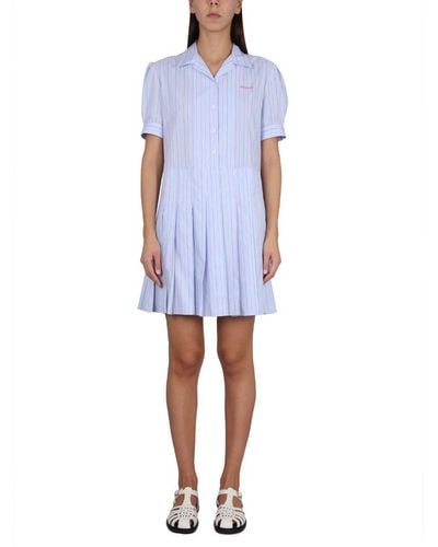 Marni Dress With Logo Embroidery - Blue