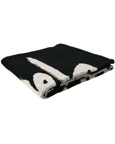 Yohji Yamamoto Jacquard Logo Beach Towel - Black