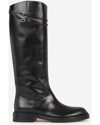 Santoni Leather Boots - Black