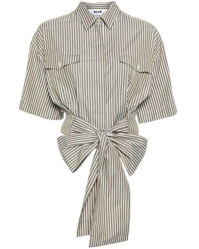 MSGM Crop Shirt With Bow Clothing - White