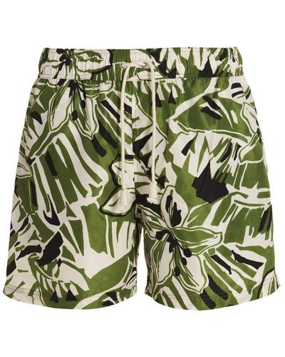 Palm Angels Macro Hibiscus Swimming Shorts - Green