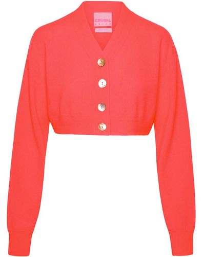 Crush Coral Cashmere Cardigan - Red