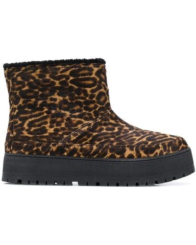 Prada Padded Leopard Ankle Boots - Brown