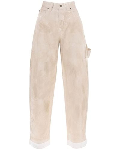 DARKPARK Audrey Marble-effect Cargo Jeans - Natural